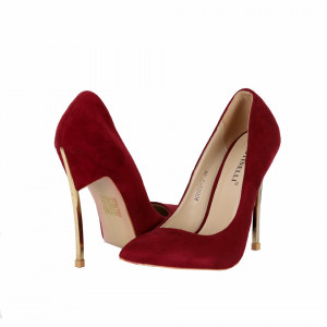 Pantofi cu toc cod HRMH2 Wine - Pantofi din piele ecologică, cu vârf ascuţit şi toc subţire, foarte confortabili cu un calapod comod - Deppo.ro