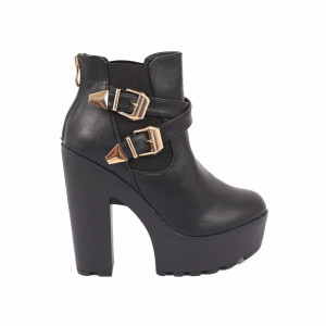 Botine cod 01JIA Negre - Botine din piele ecologică cu toc înalt - Deppo.ro