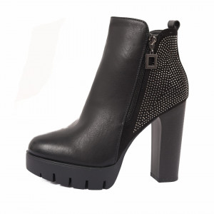 Botine cod A10109 Negre - Botine din piele ecologică cu toc înalt - Deppo.ro