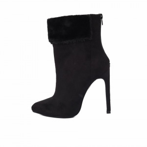 Botine cod BC1109A4 Negre - Botine din piele ecologică întoarsă, interior căptușit şi închidere cu fermoar - Deppo.ro