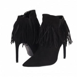 Botine Lemin Dark Black - Botine din piele ecologică întoarsă cu fermoar, înălţimea tocului 12 cm - Deppo.ro