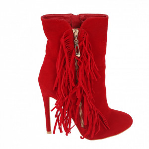 Botine Reni Red - Botine din piele ecologică întoarsă cu fermoar şi interior căptuşit, înălţimea tocului 12 cm - Deppo.ro