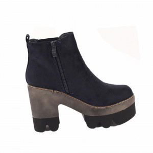 Botine Sasha Navy - Botine din piele ecologică întoarsă cu interior căptușit şi închidere cu fermoar - Deppo.ro