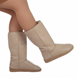 Cizme Loren Beige - Cizme tip UG din piele ecologică cu interior îmblănit ideale pentru sezonul rece - Deppo.ro