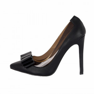 Pantofi cu toc cod FNA120112 Negri - Pantofi cu vârf ascuțit din piele ecologică întoarsă, foarte confortabili cu un calapod comod - Deppo.ro