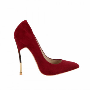 Pantofi cu toc cod HRMH2 Wine - Pantofi din piele ecologică, cu vârf ascuţit şi toc subţire, foarte confortabili cu un calapod comod - Deppo.ro