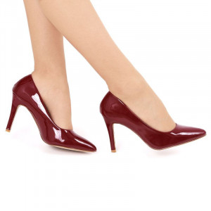 Pantofi cu toc cod SA1770 Wine - Pantofi din piele ecologica lacuita de înalta calitate - Deppo.ro
