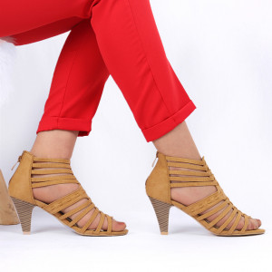 Pantofi cu toc pentru dame cod B563 Brown - Pantofi cu toc pentru dame din piele ecologică - Deppo.ro