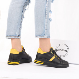 Pantofi Sport Laney Black - Pantofi sport pentru dame cu talpă înaltă din spumă foarte comodă și ușoară
-piele ecologică întoarsă cu închidere prin șiret - Deppo.ro