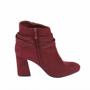 Botine Abby Red - Botine din piele ecologică cu închidere cu fermoar și interior căptuşit - Deppo.ro