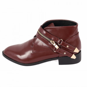 Botine Cecilia Bordo - Botine din piele ecologică cu închidere cu capse - Deppo.ro