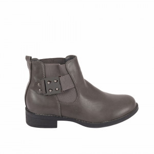 Botine cod 32517 Gri - Botine din piele ecologică cu interior căptușit și material elastic pe zona gleznei - Deppo.ro