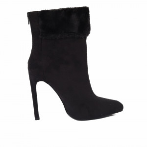 Botine cod BC1109A4 Negre - Botine din piele ecologică întoarsă, interior căptușit şi închidere cu fermoar - Deppo.ro