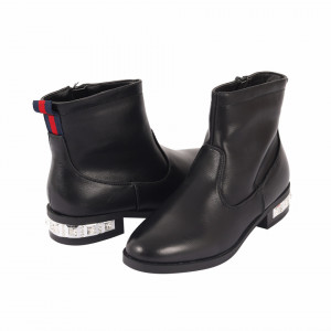 Botine cod CR4498 Negre - Botine din piele ecologică cu interior căptușit cu închidere cu fermoar - Deppo.ro