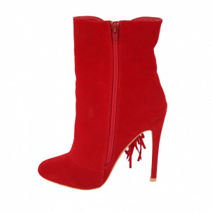 Botine Reni Red - Botine din piele ecologică întoarsă cu fermoar şi interior căptuşit, înălţimea tocului 12 cm - Deppo.ro