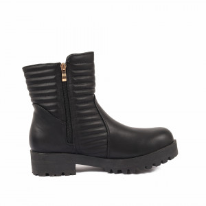 Ghete pentru dame cod IR380 Negre - Ghete pentru dame din piele ecologică decorate cu inserții metalice - Deppo.ro