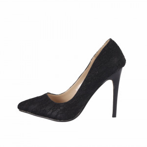 Pantofi cu toc cod BF6A7276 Negri - Pantofi cu toc ascuțit din piele ecologică întoarsă - Deppo.ro