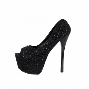 Pantofi cu toc cod YL411 Negri - Pantofi cu toc și platformă foarte înalte pentru dame care vă pot completa o ținută fresh în acest sezon. Incalțî-te cu această pereche de pantofi la modă și asorteaz-o cu pantalonii sau fusta preferată pentru a creea o ținută deosebită. - Deppo.ro
