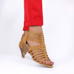 Pantofi cu toc pentru dame cod B563 Brown - Pantofi cu toc pentru dame din piele ecologică - Deppo.ro