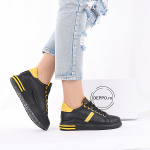 Pantofi Sport Laney Black - Pantofi sport pentru dame cu talpă înaltă din spumă foarte comodă și ușoară
-piele ecologică întoarsă cu închidere prin șiret - Deppo.ro