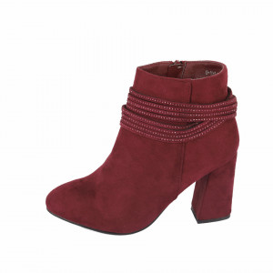 Botine Abby Red - Botine din piele ecologică cu închidere cu fermoar și interior căptuşit - Deppo.ro