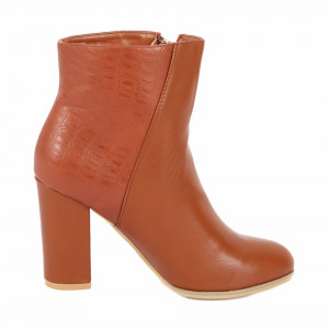 Botine Ariana Camel - Botine camel din piele ecologică , un model cu aspect modern, elegant, cu toc de 9,5cm - Deppo.ro