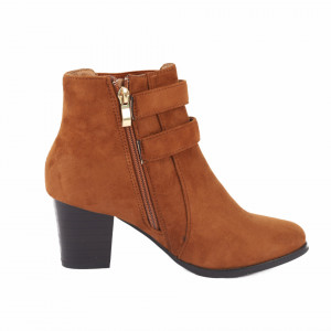 Botine cod 5B0380 Camel - Botine din piele ecologică întoarsă cu închidere cu fermoar și interior căptuşit - Deppo.ro