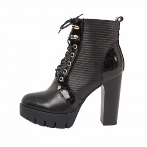 Botine cod A10079 Negre - Botine din piele ecologică cu toc înalt - Deppo.ro