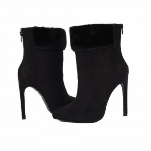 Botine cod BC1109A4 Negre - Botine din piele ecologică întoarsă, interior căptușit şi închidere cu fermoar - Deppo.ro