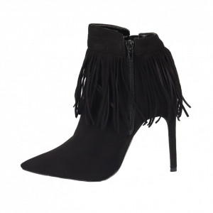Botine Lemin Dark Black - Botine din piele ecologică întoarsă cu fermoar, înălţimea tocului 12 cm - Deppo.ro