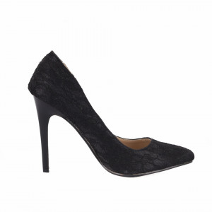 Pantofi cu toc cod BF6A7276 Negri - Pantofi cu toc ascuțit din piele ecologică întoarsă - Deppo.ro