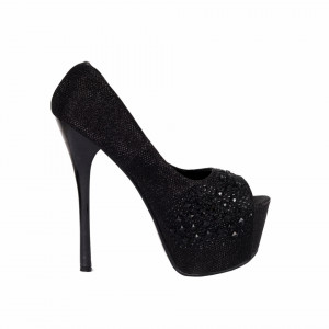 Pantofi cu toc cod YL411 Negri - Pantofi cu toc și platformă foarte înalte pentru dame care vă pot completa o ținută fresh în acest sezon. Incalțî-te cu această pereche de pantofi la modă și asorteaz-o cu pantalonii sau fusta preferată pentru a creea o ținută deosebită. - Deppo.ro