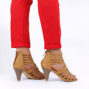Pantofi cu toc pentru dame cod B563 Brown - Pantofi cu toc pentru dame din piele ecologică - Deppo.ro