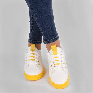 Pantofi sport Iris Galben Neon - Pantofi sport din material textil cu talpă galbenă si un calapod comod - Deppo.ro