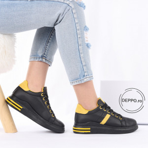 Pantofi Sport Laney Black - Pantofi sport pentru dame cu talpă înaltă din spumă foarte comodă și ușoară
-piele ecologică întoarsă cu închidere prin șiret - Deppo.ro