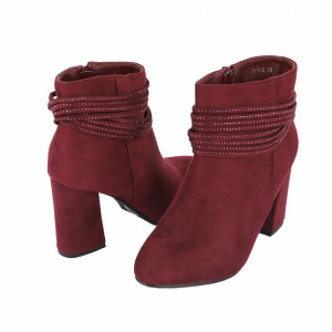Botine Abby Red - Botine din piele ecologică cu închidere cu fermoar și interior căptuşit - Deppo.ro