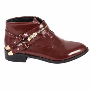 Botine Cecilia Bordo - Botine din piele ecologică cu închidere cu capse - Deppo.ro