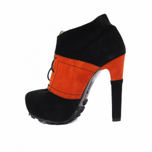 Botine cod 921H Negre - Botine tip platformă cu toc înalt din piele ecologică întoarsă și închidere cu fermoar - Deppo.ro