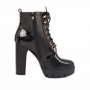 Botine cod A10079 Negre - Botine din piele ecologică cu toc înalt - Deppo.ro