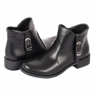 Botine Paloma Black - Botine din piele ecologică cu închidere cu fermoar - Deppo.ro