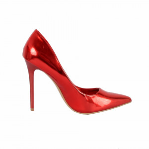 Pantofi cu toc cod 9827319 Roși - Pantofi roşii cu vârf ascuţit şi toc subţire din piele ecologică, foarte confortabili cu un calapod comod - Deppo.ro