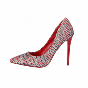 Pantofi cu toc cod 982736 Roși - Pantofi roşii cu vârf ascuţit şi toc subţire din piele ecologică, foarte confortabili cu un calapod comod - Deppo.ro