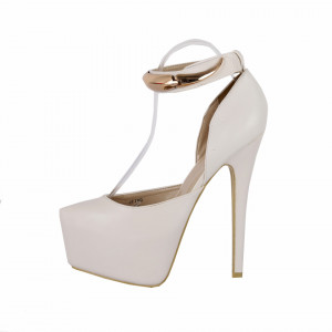 Pantofi cu toc cod JF780 Albi - Pantofi cu toc și platformă foarte înalte pentru dame care vă pot completa o ținută fresh în acest sezon. Incalțî-te cu această pereche de pantofi la modă și asorteaz-o cu pantalonii sau fusta preferată pentru a creea o ținută deosebită. - Deppo.ro