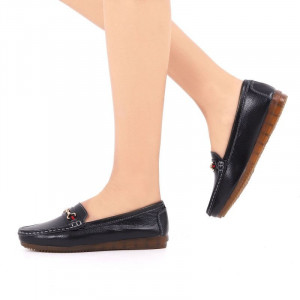 Pantofi din piele naturală cod 301 Negri - Pantofi negri pentru dame din piele naturală cu talpă flexibilă - Deppo.ro