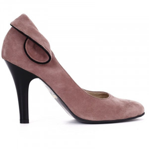 Pantofi din piele naturală cu toc cod RAX429 Purple - Pantofi din piele naturală întoarsă cu toc subțire și vârf ascuțit - Deppo.ro