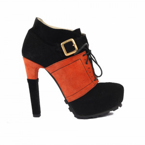 Botine cod 921H Negre - Botine tip platformă cu toc înalt din piele ecologică întoarsă și închidere cu fermoar - Deppo.ro