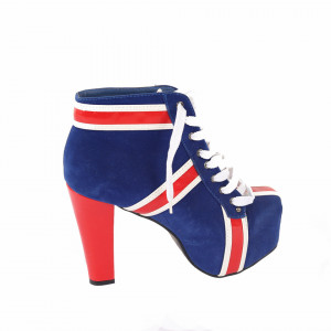 Botine Shayla Blue - Botine tip platformă cu toc înalt din piele ecologică întoarsă și închidere cu fermoar - Deppo.ro