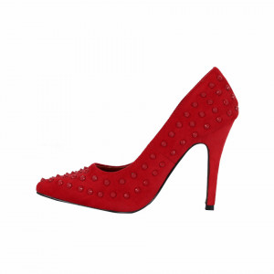 Pantofi cu toc cod 5C0090 Roși - Pantofi cu toc ascuțit din piele ecologică întoarsă - Deppo.ro