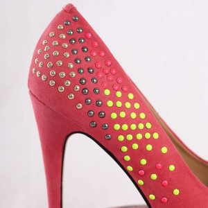 Pantofi cu toc cod A259 Coral - Pantofi din piele ecologică, foarte confortabili potriviți pentru evenimente speciale. - Deppo.ro