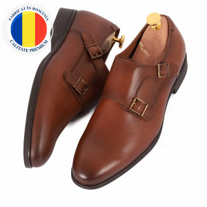 Pantofi din piele naturală cod 179 Maro - Pantofi maro din piele naturală, model simplu, finisaje îngrijite cu un design deosebit - Deppo.ro
